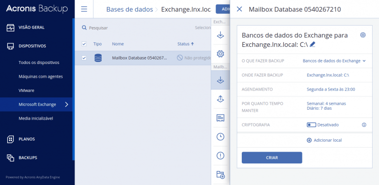 Acronis Exchange Tela 2