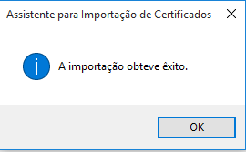 Imagem mostrando o certificado instalado com sucesso.