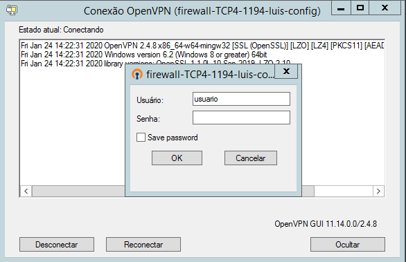 OpenVPN - tela de login