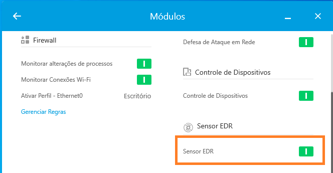 Sensor EDR tela 1